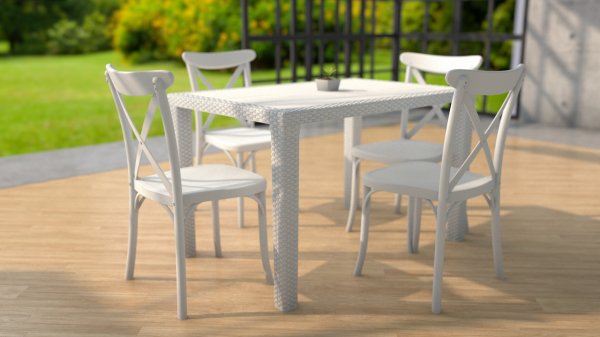 Beyaz 120x80 Plastik Bahçe Masa Sandalye Takımı