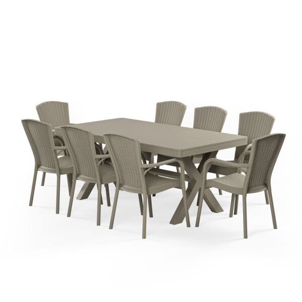 Vizon Bahçe Masa Sandalye Takımı 8 Kişilik 100x180 cm