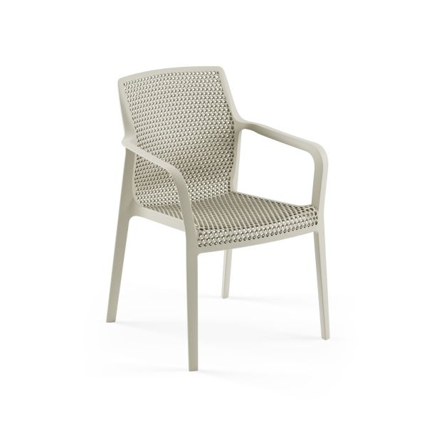 Bej Kollu Plastik Bahçe Sandalyesi Dış Mekan Kullanım