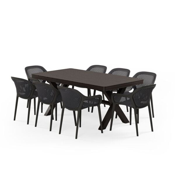 8 Kişilik Bahçe Masa Sandalye Takımı Wenge 100x180 cm