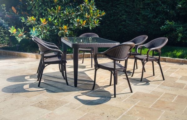 Wenge 90x150 Bahçe Masa Sandalye Takımı 6 Kişilik