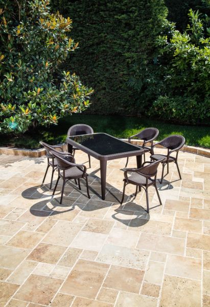 Wenge 90x150 Bahçe Masa Sandalye Takımı 6 Kişilik