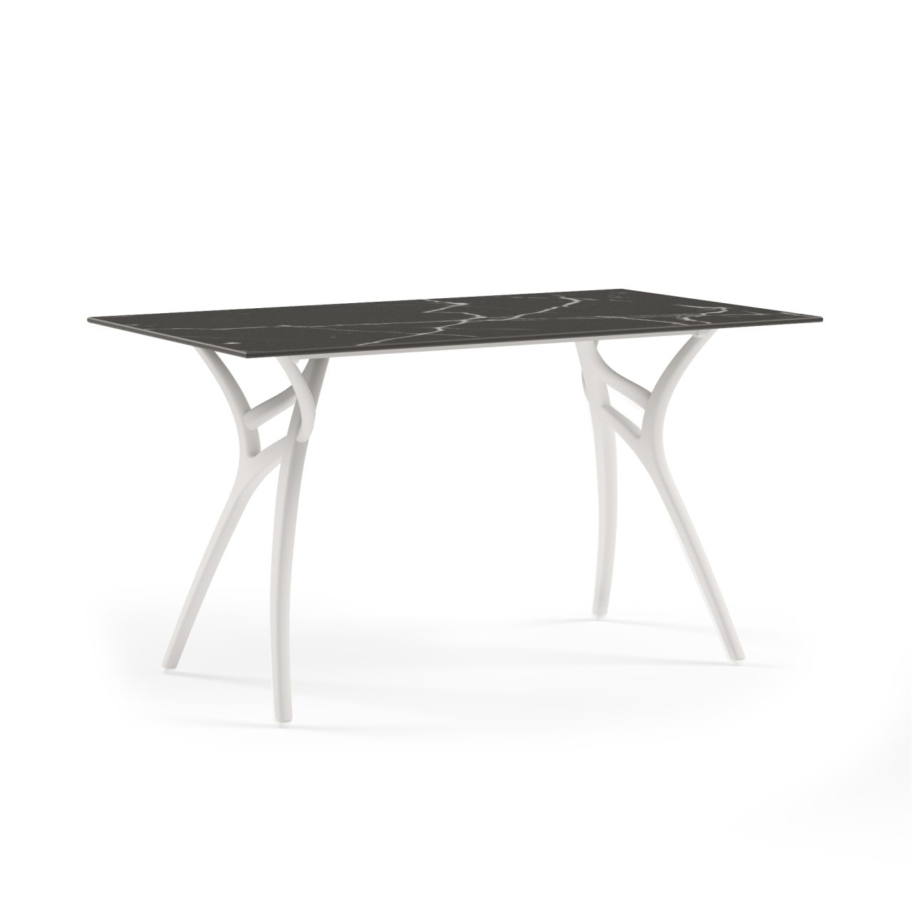 Siyah Mermer Desenli Compact Bahçe Masası 80x140 cm