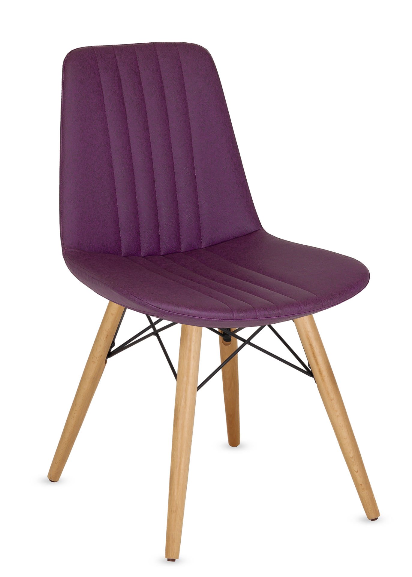 SİVE Modern Ahşap Ayak Mor Kumaş Restaurant Sandalyesi | Şık ve Ergonomik Yemek Sandalyesi