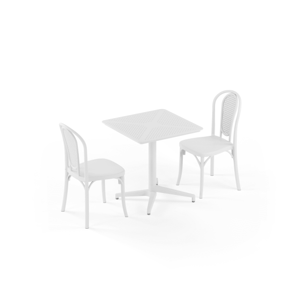 Beyaz 2 Kişilik Bahçe Masa Sandalye Takımı 70x70 Kare