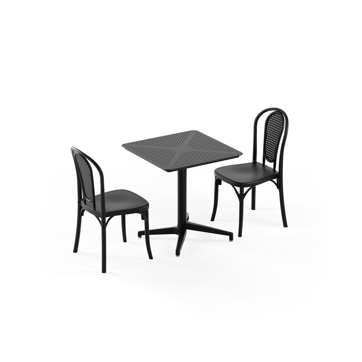 Siyah 2 Kişilik Dış Mekan Bahçe Masa Sandalye Takımı 70x70