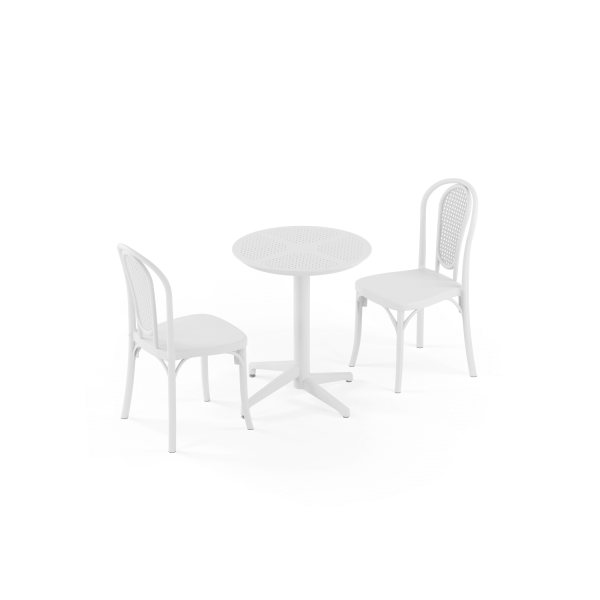 Beyaz 2 Kişilik Katlanabilir Bahçe Masa Sandalye Takımı 60cm