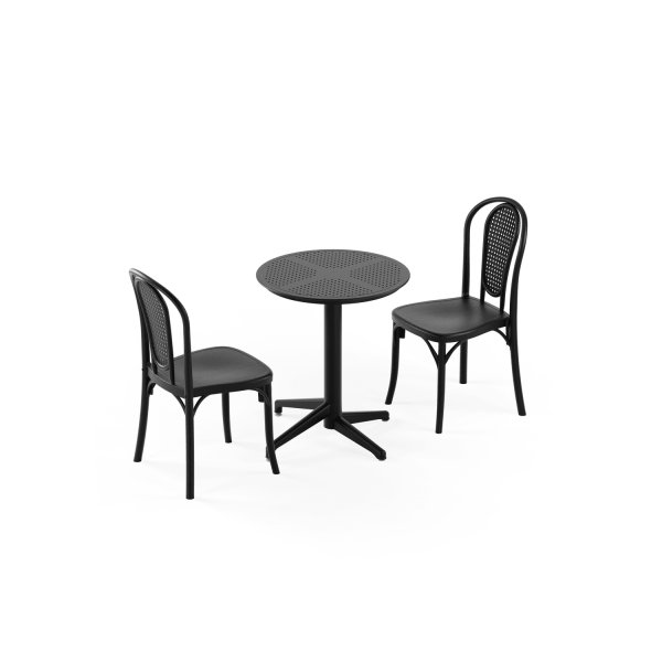 Siyah 2 Kişilik Katlanabilir Bahçe Masa Sandalye Takımı 60cm