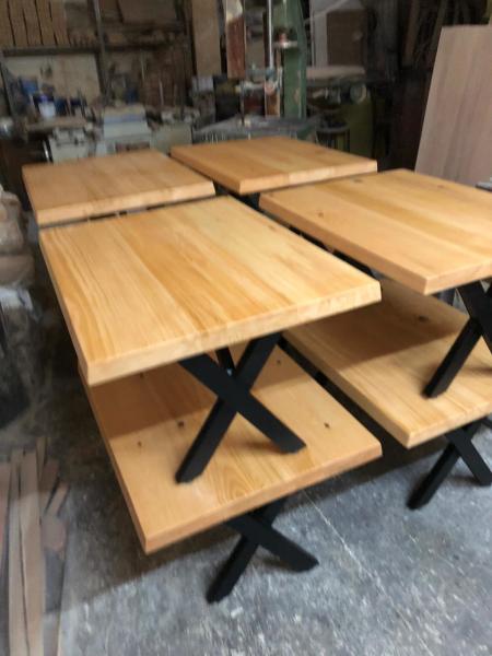Göknar Kütük Orta Sehpa 60x100 Metal Ayaklı Naturel