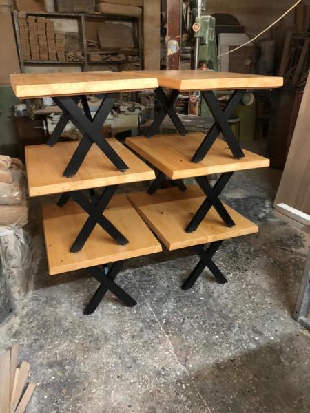Göknar Kütük Orta Sehpa 60x100 Metal Ayaklı Naturel