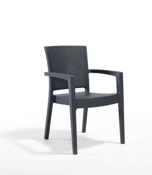 Şık Antrasit Rattan Bahçe Masa Sandalye Takımı – 6 Kişilik 90x150