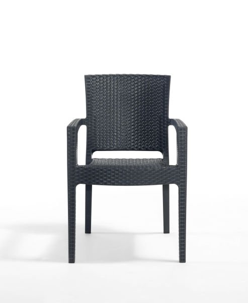 Şık Antrasit Rattan Bahçe Masa Sandalye Takımı – 6 Kişilik 90x150