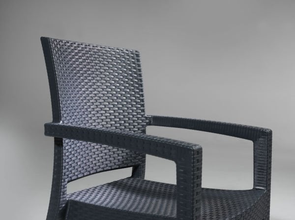 Şık Antrasit Rattan Bahçe Masa Sandalye Takımı – 6 Kişilik 90x150