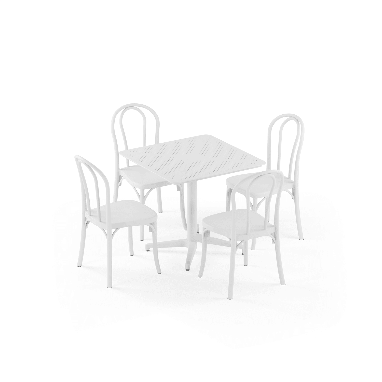 Beyaz 4 Kişilik Katlanır Bahçe Masa Sandalye Takımı 80x80 cm