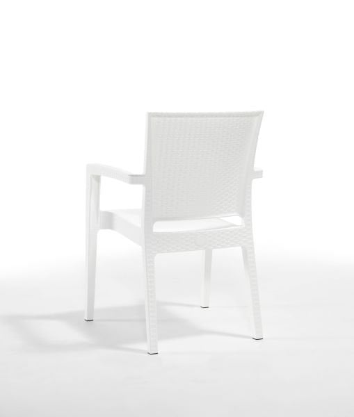 Beyaz Rattan 6 Kişilik Dış Mekan Masa Sandalye Seti - 90x150 cm Dikdörtgen Tasarım
