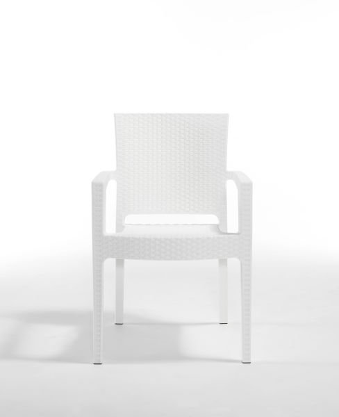 Şık Beyaz Rattan Bahçe Seti: 4 Kişilik 90x90 cm Dikdörtgen Masa ve Sandalyeler ile Teras ve Bahçelerinizi Güzelleştirin