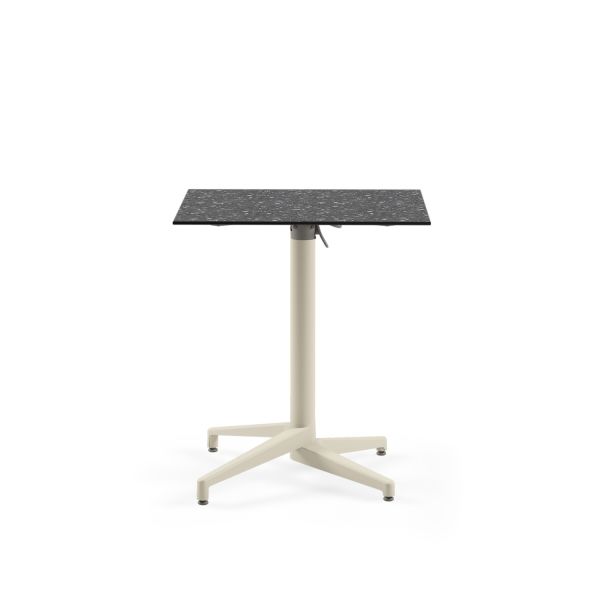 Bej Ayak Terrazzo Compact Katlanır Bahçe Masası 69x69