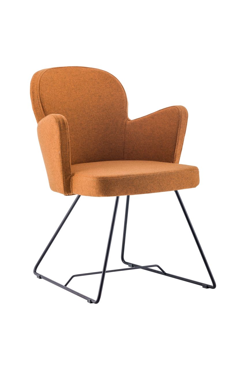 Flower Ofis Bekleme Koltuğu Metal Ayak Kahverengi Kaşe Kumaş
