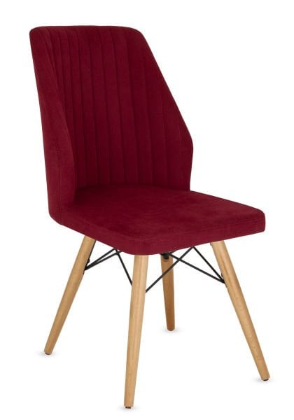 Fast Modern Ahşap Ayak Bordo Kumaş Cafe Restoran Sandalyesi - Ergonomik ve Şık Tasarım