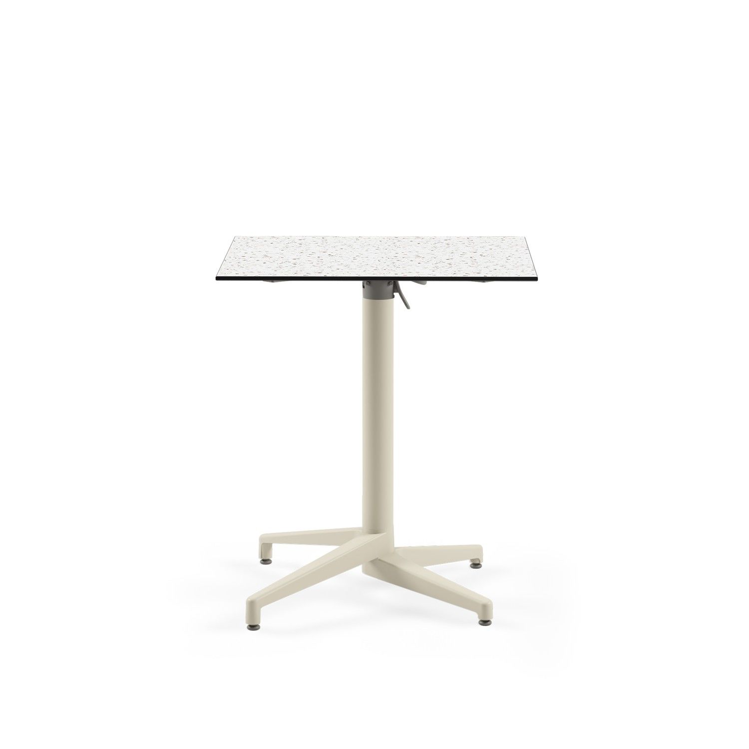 Bej Ayak Terrazzo Compact Katlanır Balkon Masası 69x69 cm