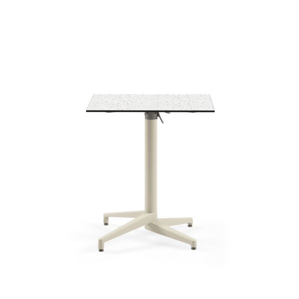 Bej Ayak Terrazzo Compact Katlanır Balkon Masası 69x69 cm