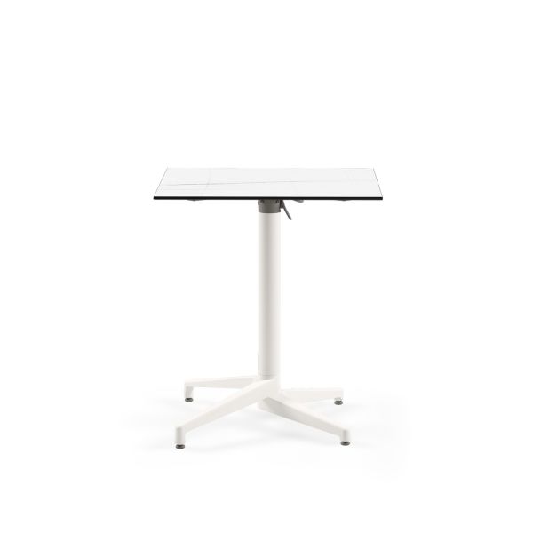 Beyaz Ayak Beyaz Mermer Compact Katlanabilir Bahçe Masası