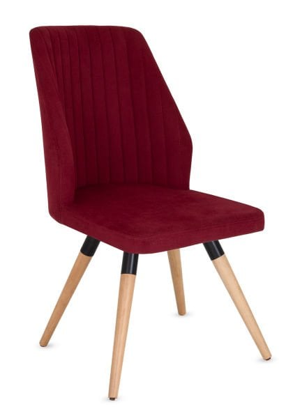 Fast Modern Ahşap Ayak Bordo Kumaş Kafe Restoran Sandalyesi - Ergonomik, Şık ve Dayanıklı