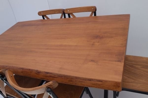 6 Kişilik Kütük Masa Tonet Sandalye Takımı Masif Ahşap Ceviz