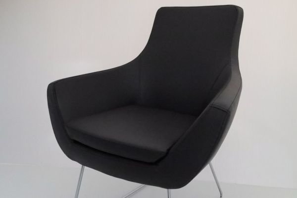 Siyah Deri Rahat Ofis İşyeri Bekleme Lobi Koltuğu Tekli