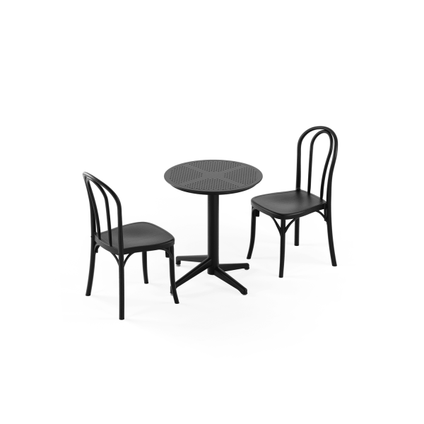 Bahçe Masa Sandalye Takımı 2 Kişilik Yuvarlak 60 cm Siyah
