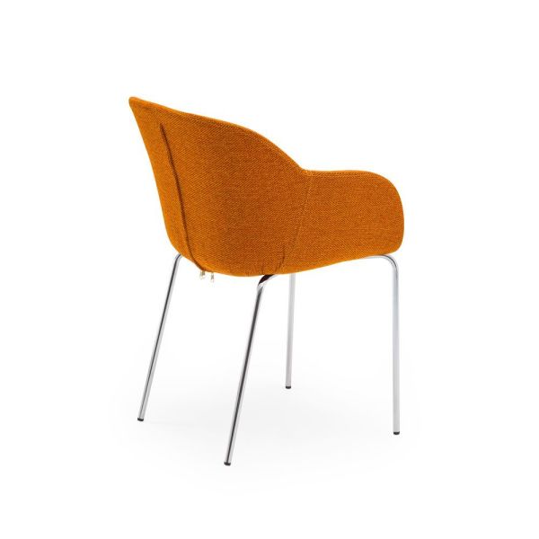 Metal Krom Ayak Turuncu Kumaş Modern Yemek Odası Salon Sandalye Modelleri