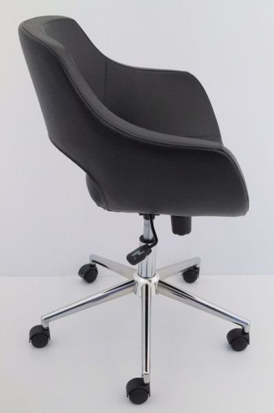 Ultra Ofis Çalışma Koltuğu Siyah Deri Krom Ayaklı