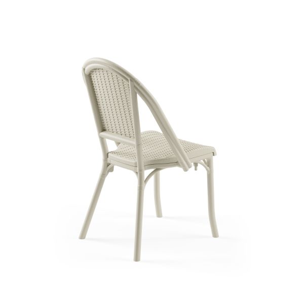 Bej Rattan Desenli Plastik Bahçe Sandalyesi