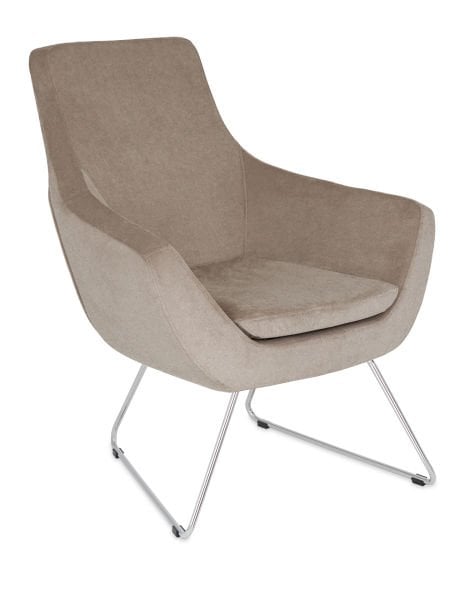 Fahren Tekli Otel ve Lobi Koltuğu | Metal Ayaklı, Konforlu Vizon Kumaş Koltuk