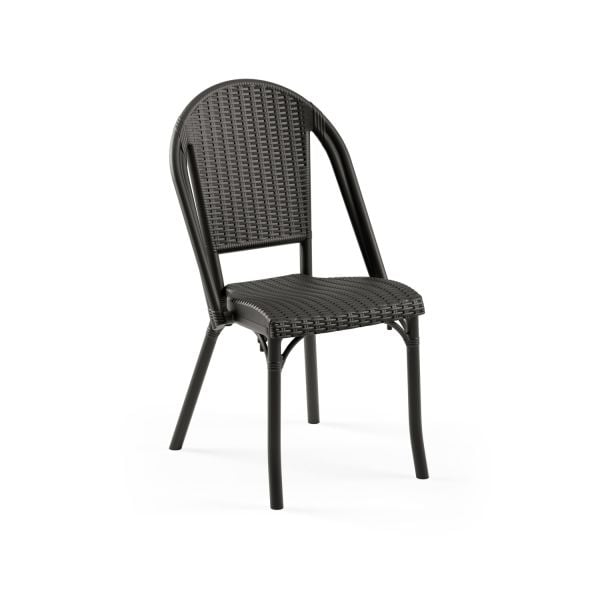 Siyah Rattan Desenli Plastik Bahçe Sandalyesi