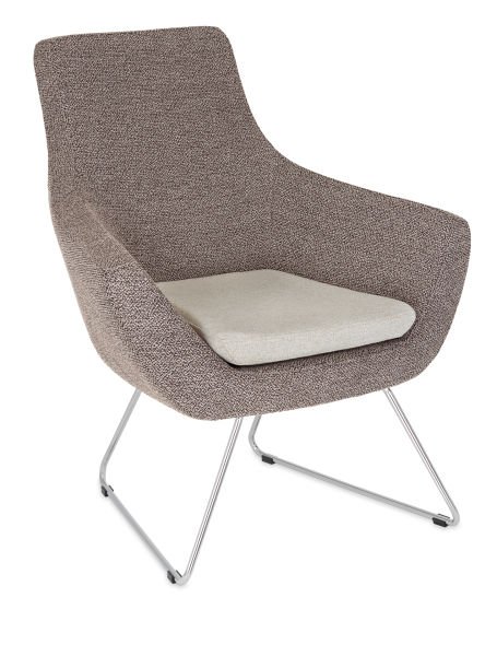 Fahren Metal Ayak Vizon Kumaş Tekli Lobi Koltuğu - Silinebilir, Ergonomik, Otel Bekleme Koltuğu - Krem Renk Mindere Sahip, Şık ve Dayanıklı