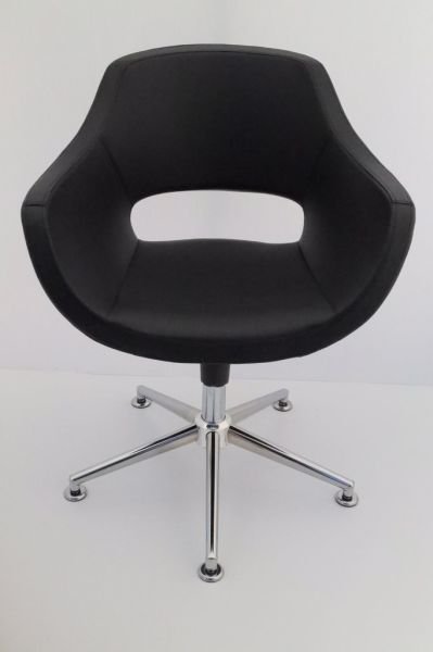 Ultra Ergonomik Siyah Deri Tekerleksiz Ofis Çalışma Koltuğu