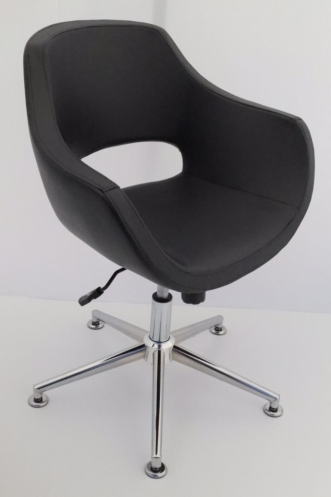 Ultra Ergonomik Siyah Deri Tekerleksiz Ofis Çalışma Koltuğu