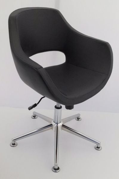 Ultra Ergonomik Siyah Deri Tekerleksiz Ofis Çalışma Koltuğu