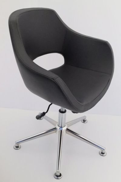 Ultra Ergonomik Siyah Deri Tekerleksiz Ofis Çalışma Koltuğu