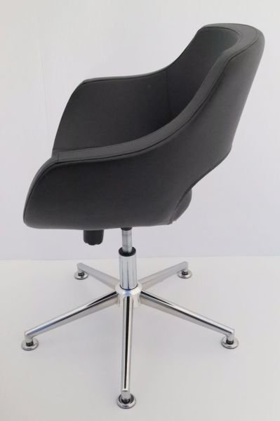 Ultra Siyah Deri Tekerleksiz Ergonomik Ofis Koltuğu