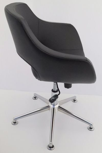 Ultra Siyah Deri Tekerleksiz Ergonomik Ofis Koltuğu