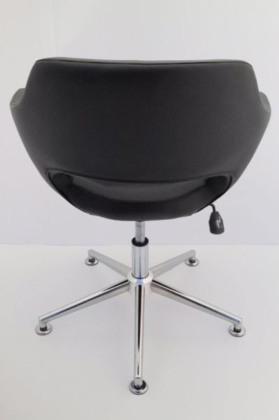 Ultra Siyah Deri Tekerleksiz Ergonomik Ofis Koltuğu