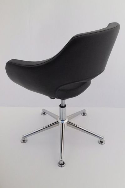 Ultra Siyah Deri Tekerleksiz Ergonomik Ofis Koltuğu