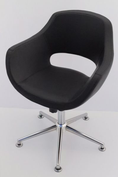 Ultra Siyah Deri Tekerleksiz Ergonomik Ofis Koltuğu