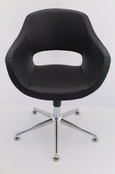 Ultra Siyah Deri Tekerleksiz Ergonomik Ofis Koltuğu