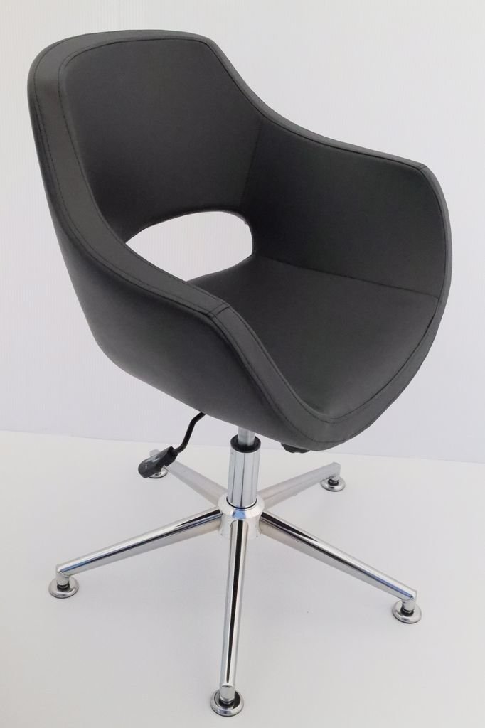 Ultra Siyah Deri Tekerleksiz Ergonomik Ofis Koltuğu