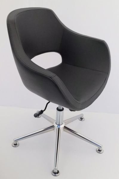 Ultra Siyah Deri Tekerleksiz Ergonomik Ofis Koltuğu