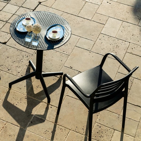 Siyah 60 cm Yuvarlak 2 Kişilik Bahçe Masa Sandalye Takımı