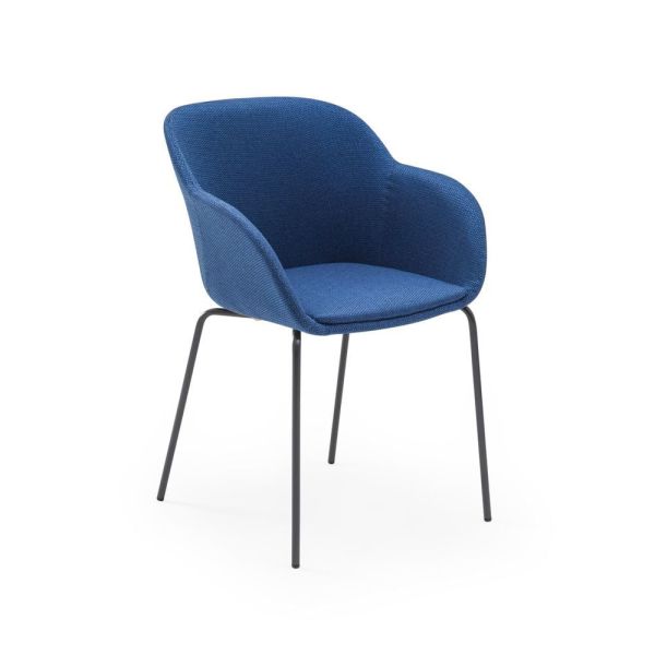 Metal Siyah Boyalı Ayak Mavi Kumaş Sandalye Modelleri